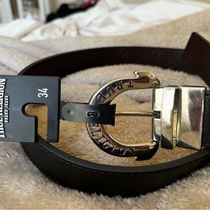 [34] TRUE RELIGION Horseshoe Buckle Mens Reversible Belt TR301011 Black Brown